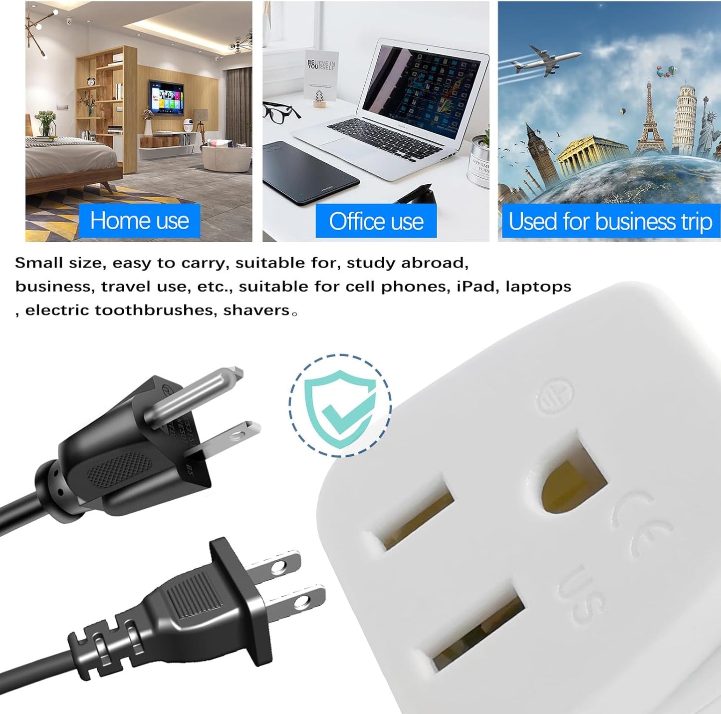 2 Pack South Africa Plug Adapter Type M Adapter for South Africa, Africa Travel Plug Adapter US to South Africa Power Adapter,Safe Grounded for South Africa White