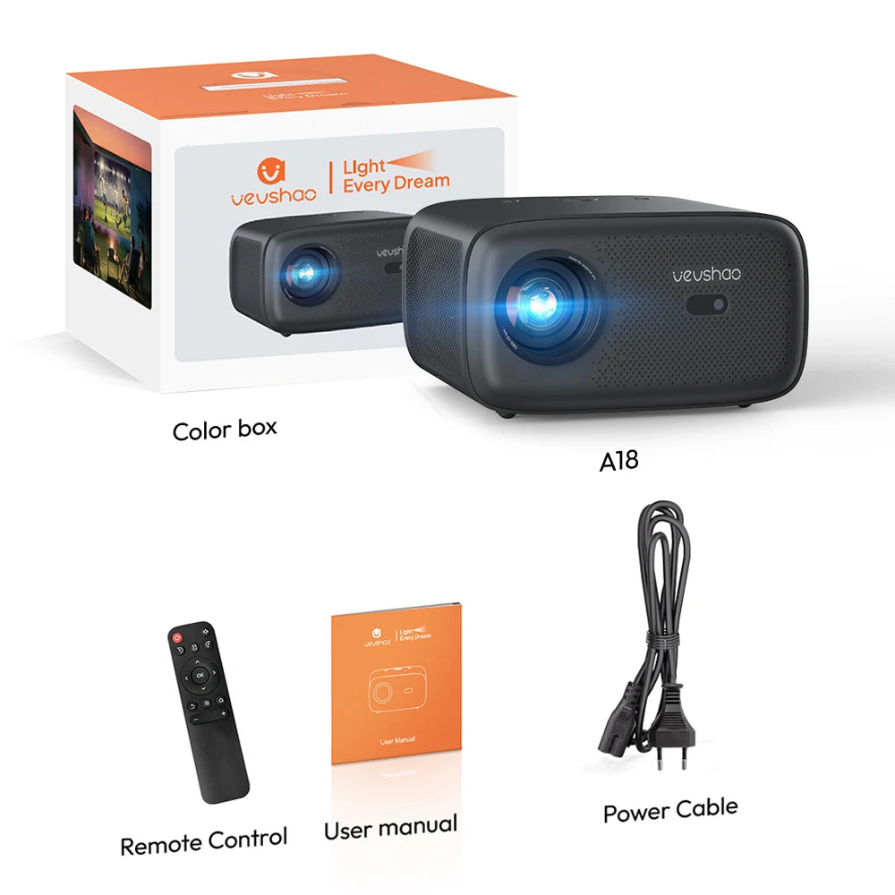 A18 Projector Full HD 1920*1080P 2K 4K Video Auto Focus 600Ansi Android 9.0 Wifi 6 Home Theater Smart Proyector