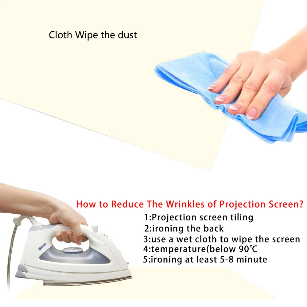 Projector Screen White Grid Anti-Light 16:9 Projection Screen 60 72 84 100 120 130 in Reflective Cloth for Home Theatre