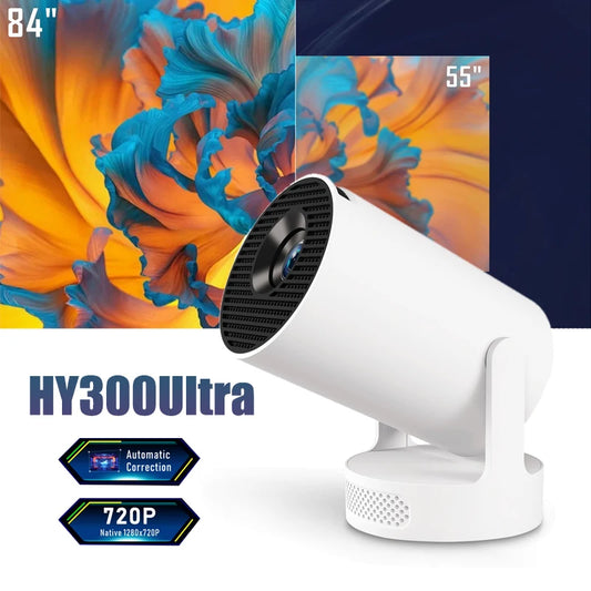 HY300 Uitra Projector Android 11 BT5.4 720P Portable Home Outdoor Speaker Theater 180° Flexible Wifi Mini Projectors Movie