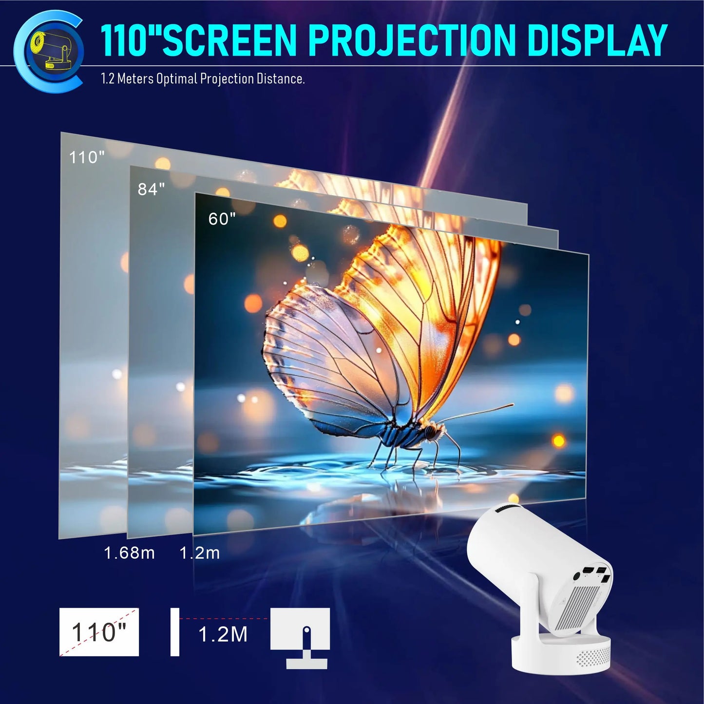 HY300 Uitra Projector Android 11 BT5.4 720P Portable Home Outdoor Speaker Theater 180° Flexible Wifi Mini Projectors Movie